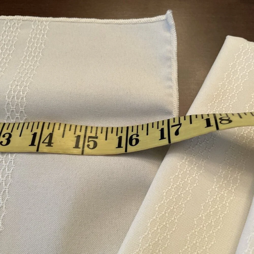 Vintage 80s Ivory Damask Napkins Striped Jacquard Retro 17X17